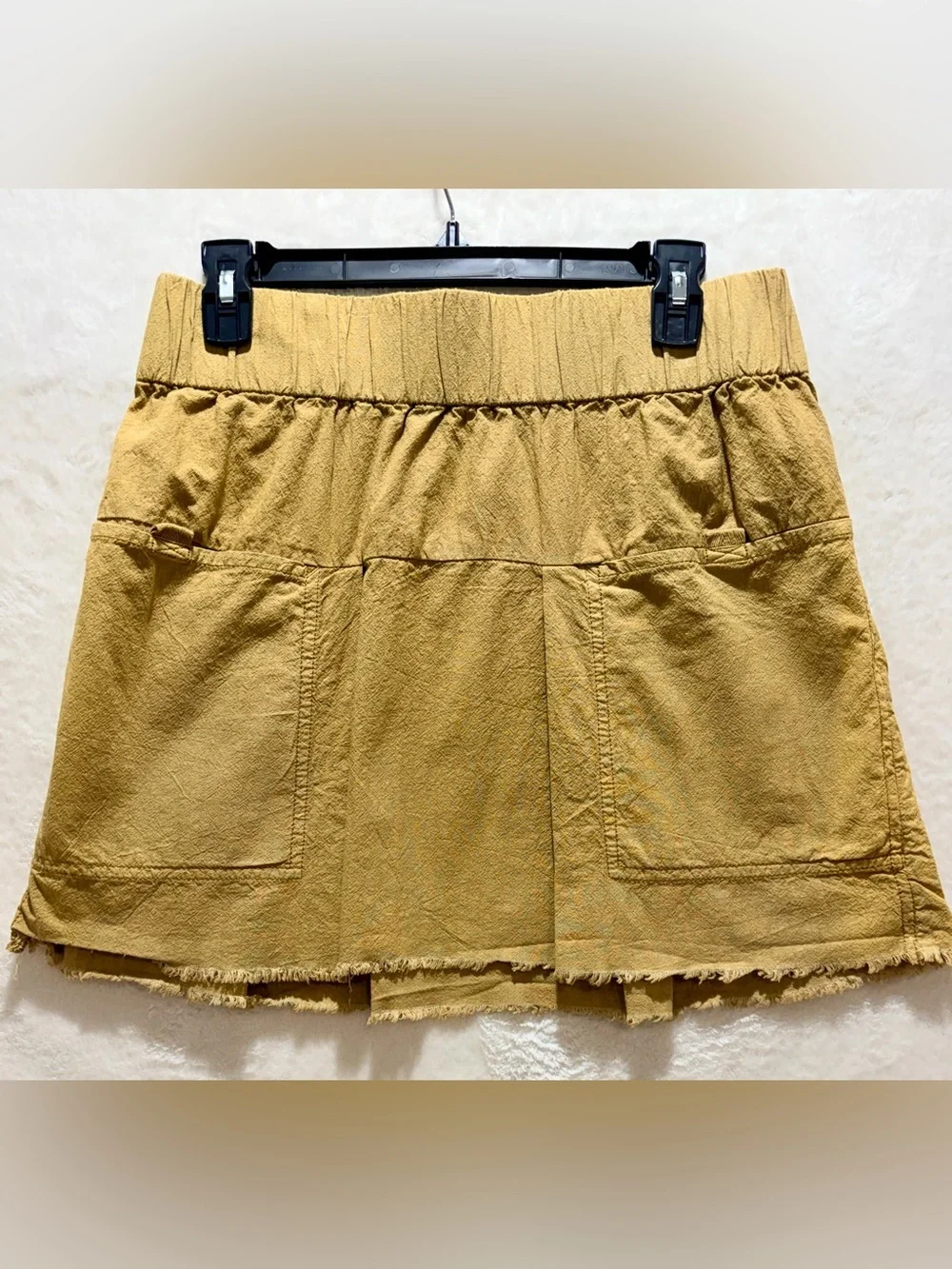 Free People mustard utility raw hem mini skirt small